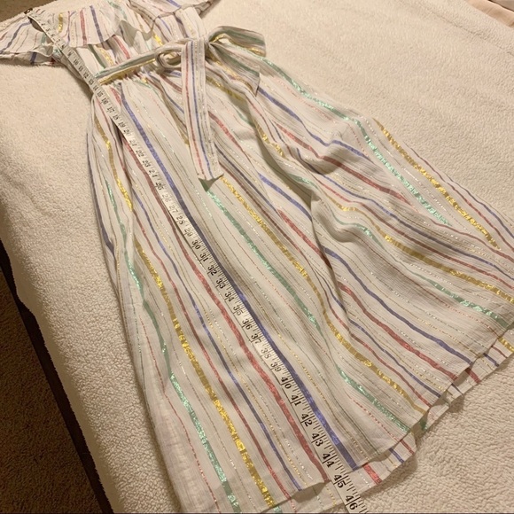 GAP Strapless White Pastel Metallic Stripe Ruffle Dress - Picture 10 of 13